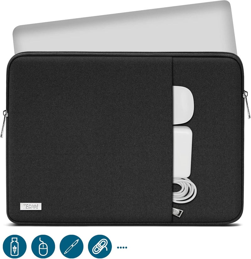 تيكول حقيبة كمبيوتر محمول واقية مقاس 14 بوصة مع جيب أمامي لأجهزة HP 14 بوصة HD/Stream 14/Pavilion 14، Lenovo 14 بوصة IdeaPad 3 ThinkPad T490، Dell Acer ASUS 14 بوصة Notebooks Chromebooks، أسود - Image 2