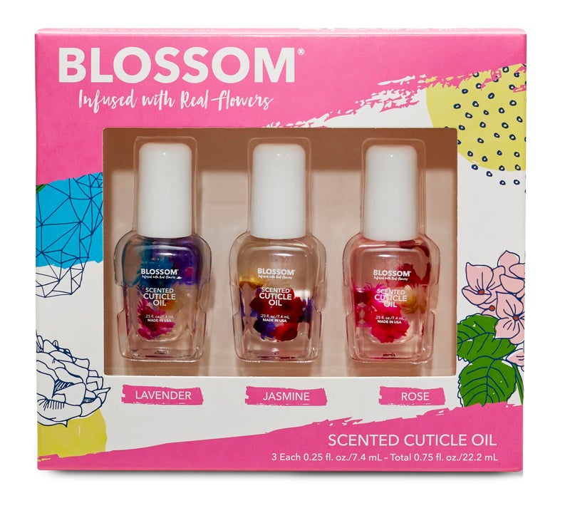 Blossom Gourmand Scented Cuticle Oil, Infused with Real Flowers, Hydrating, Moisturizing, Strengthening, Made in USA, 0.75 fl. oz, 3 pack, Lavender/Jasmine/Rose