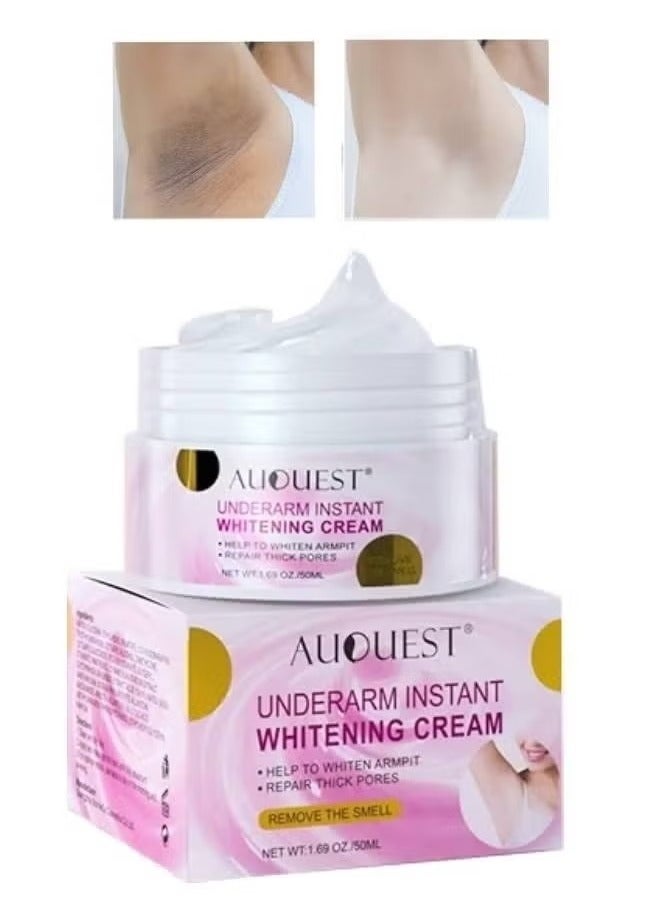 AuQuest 50ML Underarm Instant Whitening Cream Whitening Cream for Women for Dark Armpit Body Face Lightening Cream Intimate Skin Cream for Knees Armpit Elbows Private Areas