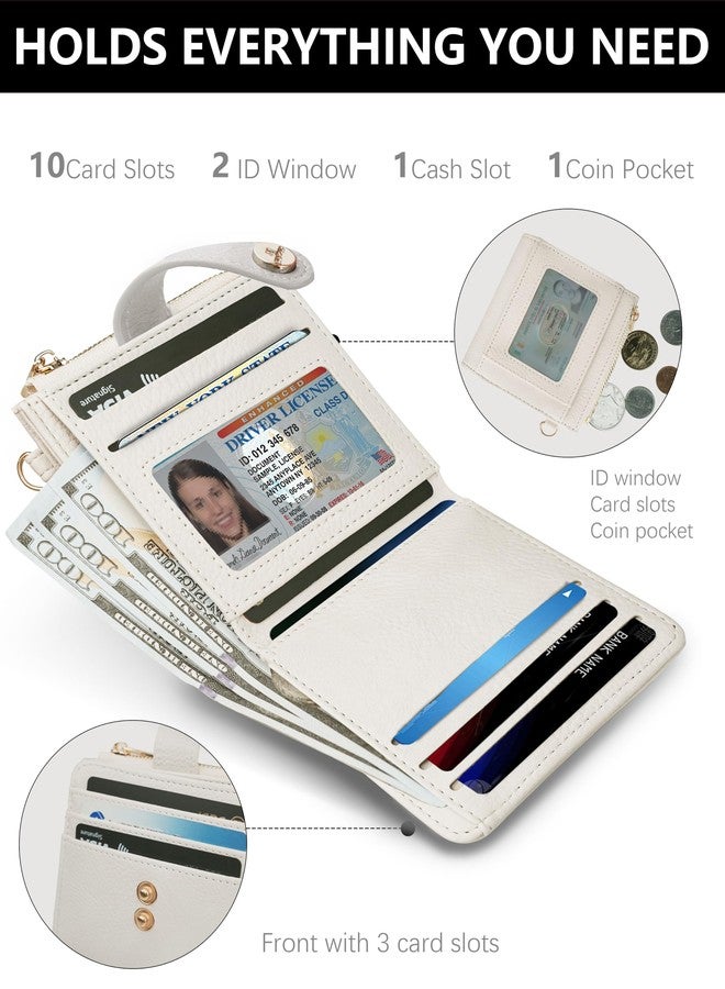 Sunpour Small Wristlet Wallets for Women Keychain Wristlet Wallet RFID Blocking Key Chain Wallet With Zipper Coin Pocket,2 Id Window, Beige, small, Small Wallet - Image 4