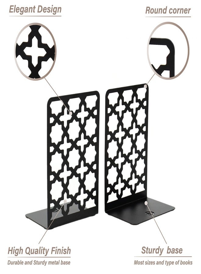 CNK Book Ends Bookends for Decorative Books Holder Bookend Shelves End Hold Heavy Duty Holders Stoppers Metal Stopper Cute Boho Bookshelf Holds Cookbook Office Home Set of 2 Bookends Pair Black - Image 4