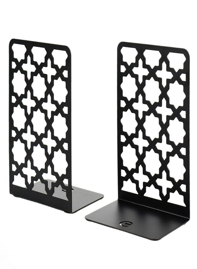 CNK Book Ends Bookends for Decorative Books Holder Bookend Shelves End Hold Heavy Duty Holders Stoppers Metal Stopper Cute Boho Bookshelf Holds Cookbook Office Home Set of 2 Bookends Pair Black - Image 1