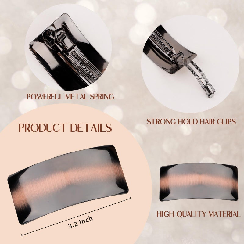 CURASA French Barrette, 2PCS Geometric Hair Barrette Vintage Oval Hair Clip Retro Rectangle Hair Clips for Women Girls Metal Large French Clip Barrette Fashion Hair Accessories for Women - Image 4