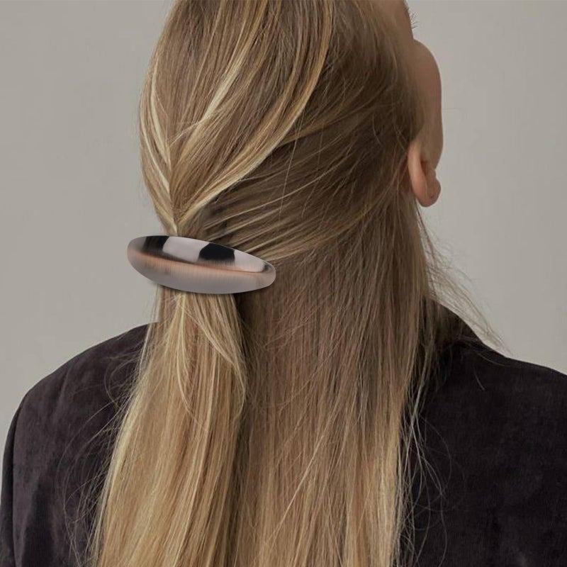 CURASA French Barrette, 2PCS Geometric Hair Barrette Vintage Oval Hair Clip Retro Rectangle Hair Clips for Women Girls Metal Large French Clip Barrette Fashion Hair Accessories for Women - Image 5