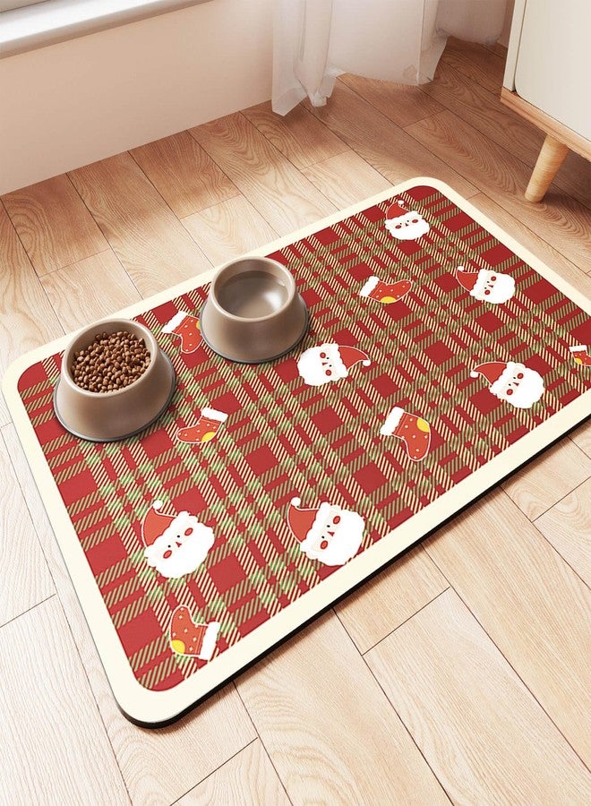 DK177 Pet Feeding Mat-Absorbent Pet Placemat for Food and Water Bowl, with Waterproof Rubber Backing, Quick Dry Water Dispenser Mat for Dog and Cat(Christmas, 16"x24") - Image 1