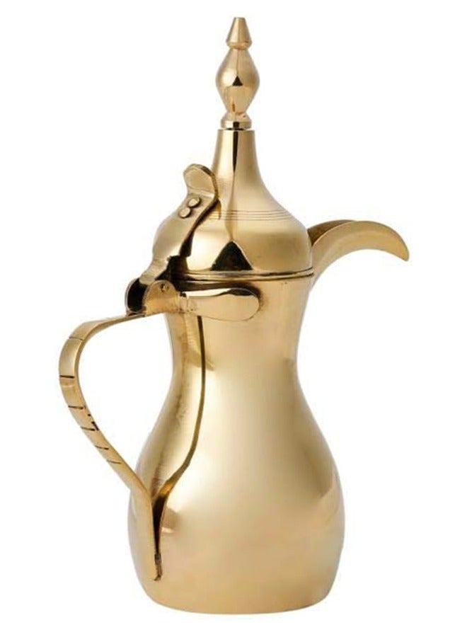 Majestic Brass Dallah Raslan – Capacity: 600 ml, Golden Color – Traditional Arabic Coffee Pot Design, Perfect for Serving Arabic Coffee, Tea, and Hot Beverages - Image 1