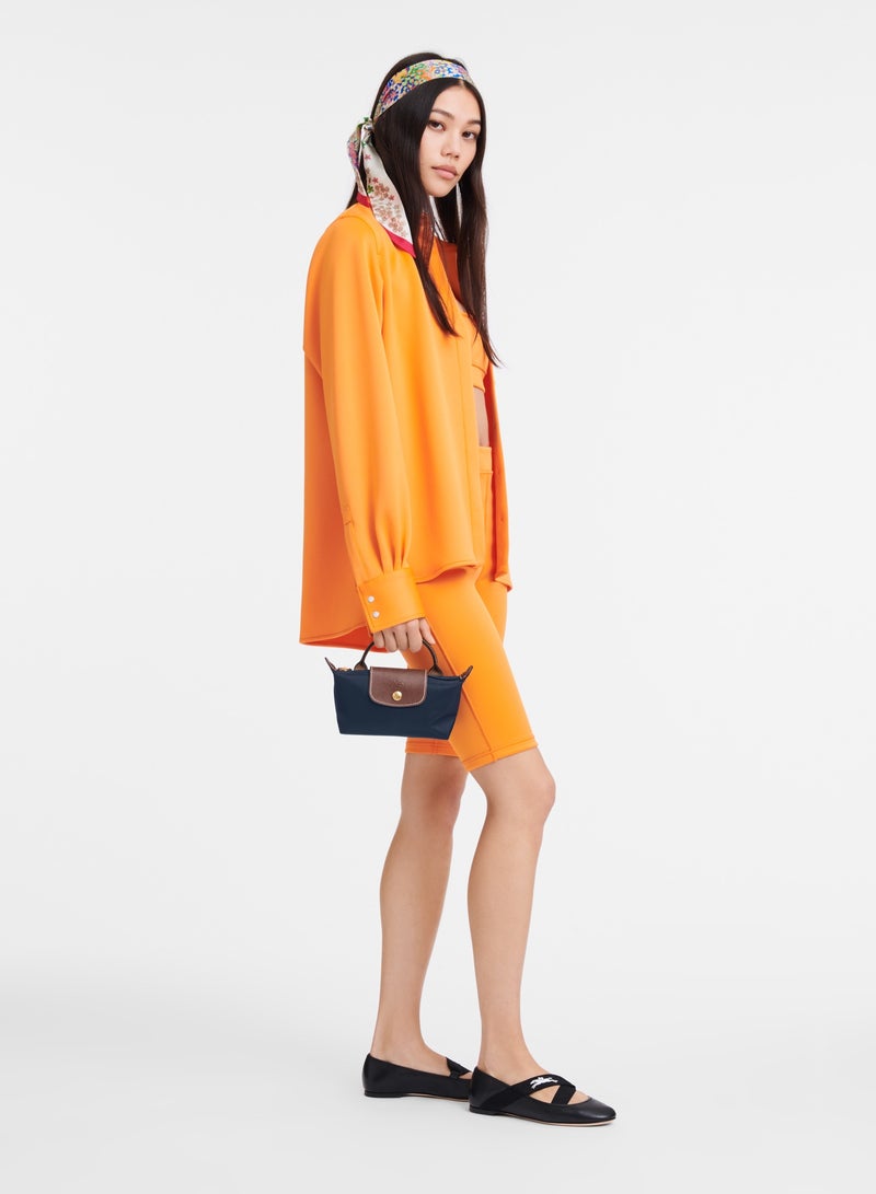 لونج شامب حقيبة يد صغيرة نسائية، حقائب كروس بودي، حقيبة كتف بحزام كتف مع مشبك، طراز كلاسيكي باللون الأزرق البحري - Image 2