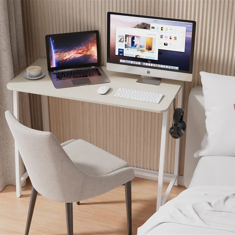 WOHOMO Folding Desk, Small Foldable Desk 31.5" for Small Spaces, Space Saving Computer Table Writing Workstation for Home Office, Easy Assembly, Oak - Image 3