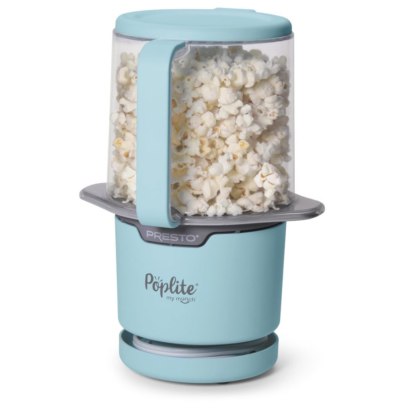 Presto! Presto 04811 PopLite My Munch Hot Air Popcorn Popper - Personal Sized, Built-In Serving Bowl, Compact Design, 8 Cups, Blue - Image 1