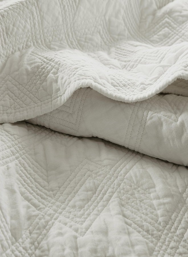 WDCOZY - 100% Cotton Bedspread Coverlet Set with 1 Pillow Sham - Rustic Voile Lightweight Textured Soft All Season Quilt Set - 2 Pieces, Twin, Beige, 68"x86" - Image 5