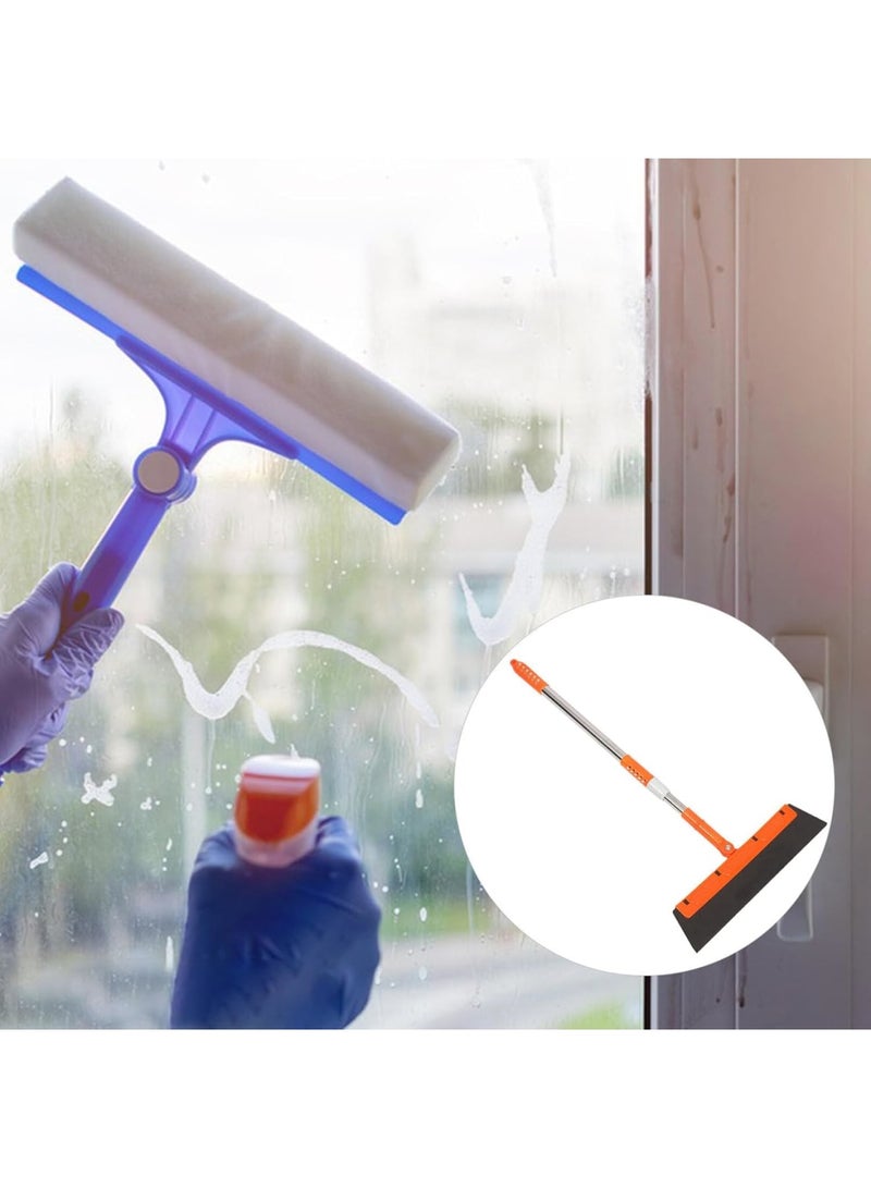 SOLARAE Window Squeegee Cleaning Tool Squeegee Cleaner Glass Door Cleaner with Long Handle Floor Squeegee Scrubber for Windows Glass Car Windshield - Image 4