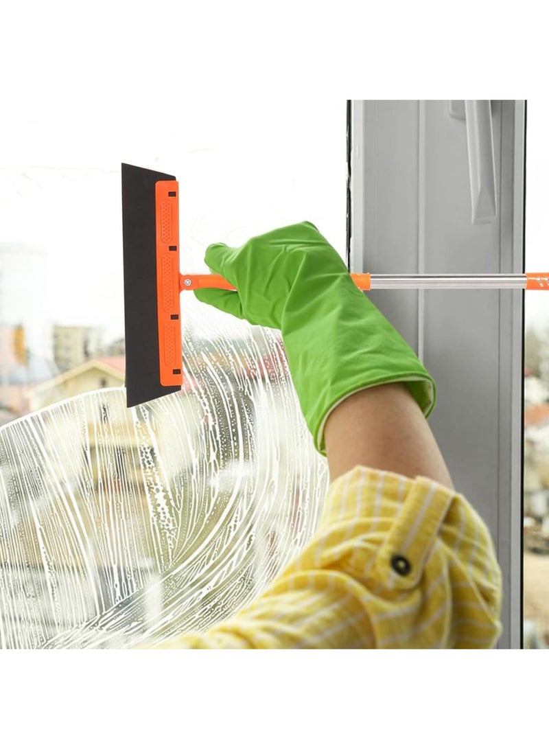 SOLARAE Window Squeegee Cleaning Tool Squeegee Cleaner Glass Door Cleaner with Long Handle Floor Squeegee Scrubber for Windows Glass Car Windshield - Image 2