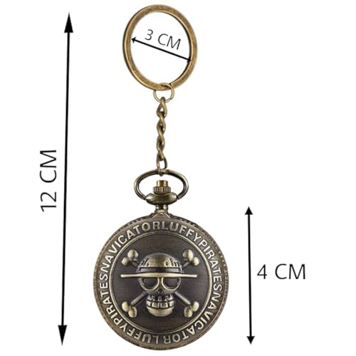 FowWelt Vintage Metal Pocket Watch Keychain, Antique Analog Clock Unisex keyring - Pirate - Image 4