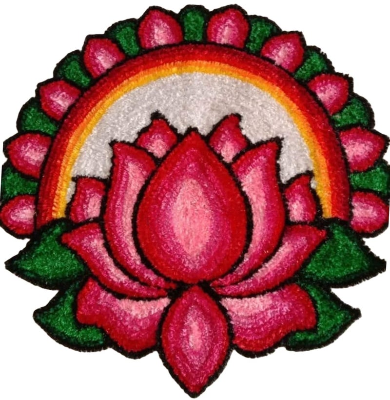 Dream Decore Decorative Lotus Rangoli Mat 2x2 ft Woolenrexine 
