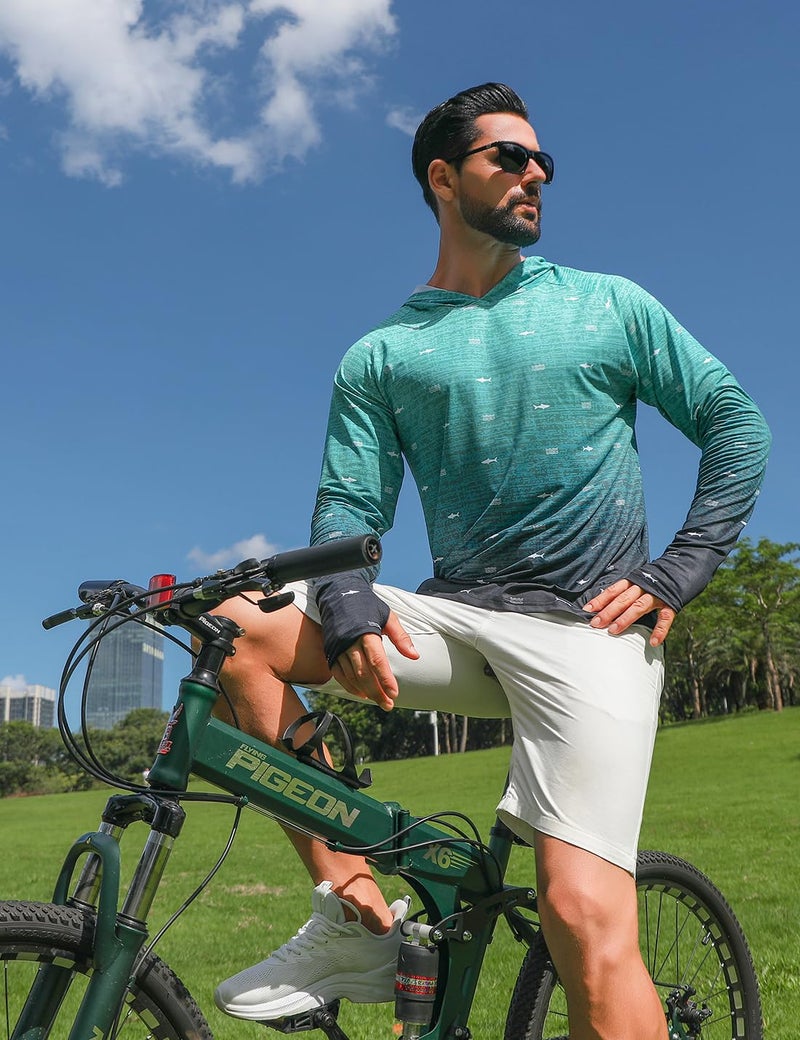 iCKER Men's UPF 50+ Sun Protection Hoodie Shirt Rash Guard Long Sleeve Shirt UV Fishing Outdoor Hiking Swimming Running-B-Large - Image 5