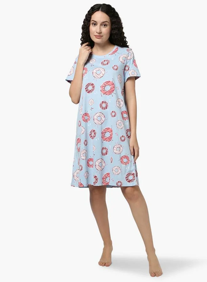 zivame Zivame All-Over Doughnut Print Night Dress