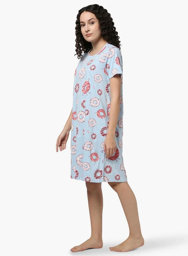 zivame Zivame All-Over Doughnut Print Night Dress
