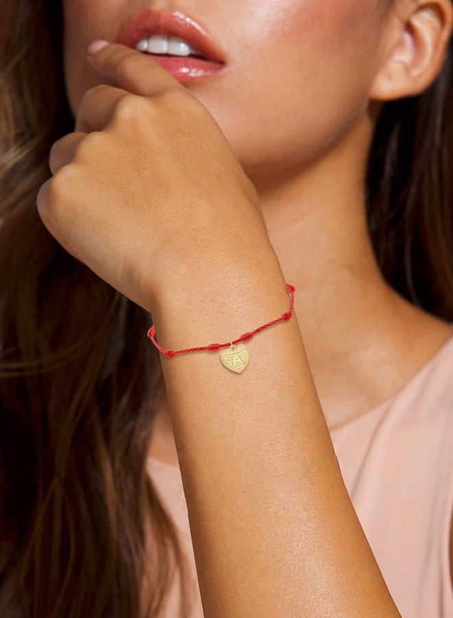 YANCHUN Stocking Stuffers Holiday Outfits for Women 2024 Red Initial Bracelets for Women Protection Red String Bracelet Gold Heart Initial Bracelet Adjustable Handmade Cord Bracelet Jewelry Gifts - Image 2
