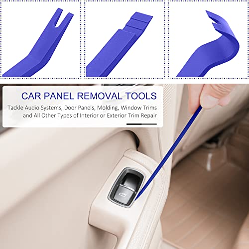 EldHus 5 Pcs Car Trim Removal Tool Kit - Auto Clip Removal Pry Tool for Door Dashboard Panel, Fastener Push Pin Puller, Blue - Image 2