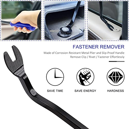 EldHus 5 Pcs Car Trim Removal Tool Kit - Auto Clip Removal Pry Tool for Door Dashboard Panel, Fastener Push Pin Puller, Blue - Image 4