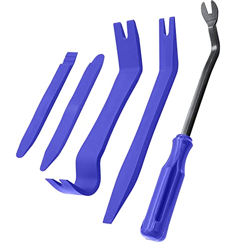 EldHus 5 Pcs Car Trim Removal Tool Kit - Auto Clip Removal Pry Tool for Door Dashboard Panel, Fastener Push Pin Puller, Blue - Image 1