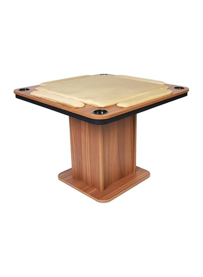 AL BADER Big Wooden Ploot Play Cards Game Table Big-Size, Wood Baloot Table Big-Size 95 * 95 With Cups Holders, Plot Playing Cards Table With Hands Stands, Floor Blot Table (Cream)  - Image 1
