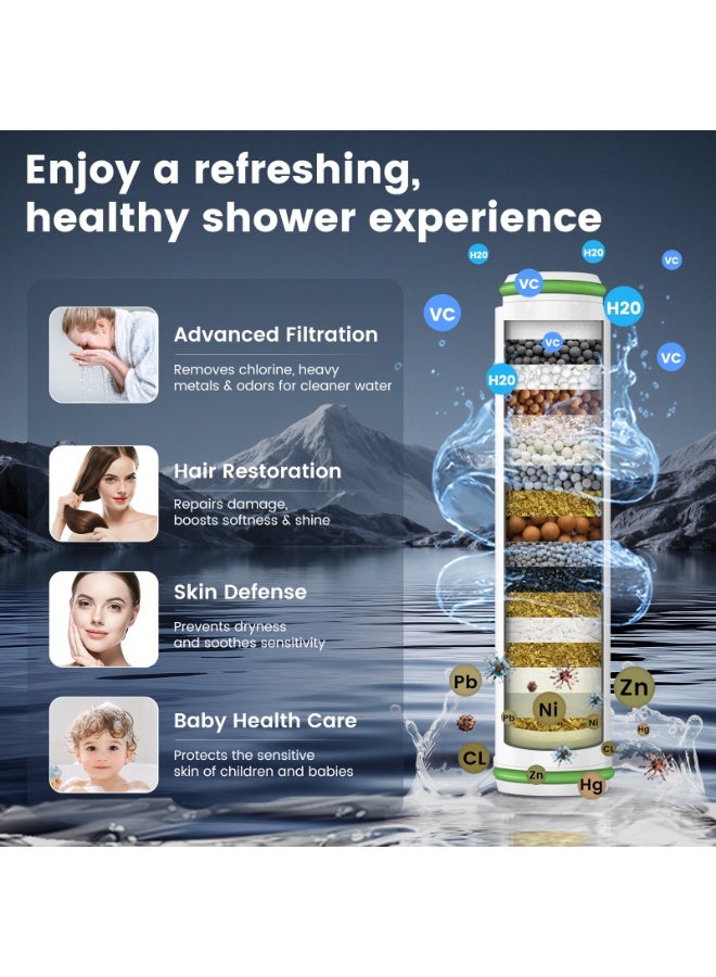 FEELSO رأس دش مزود بفلتر FEELSO مع 4 أوضاع رش عالية الضغط ورأس دش مزود بفلتر ومفتاح تشغيل/إيقاف للحيوانات الأليفة - يزيل الكلور - Image 3
