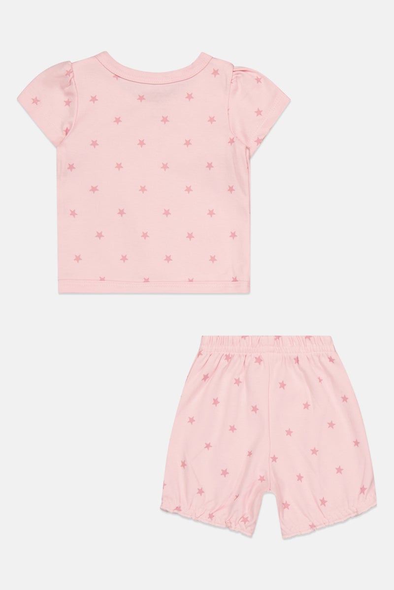 POPEES Toddlers Girl 2 Pcs Graphic Print Top And Bloomer Set, Pink - Image 3