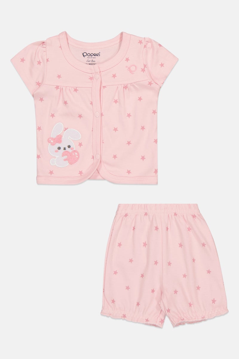 POPEES Toddlers Girl 2 Pcs Graphic Print Top And Bloomer Set, Pink - Image 2