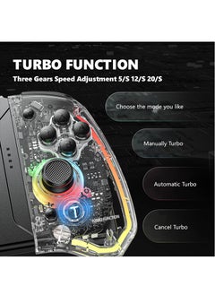 LinYuvo KS40 Transparent Style Wireless Joy-pad with 8 Color LED for Switch/NS OLED,Turbo Function Controller Joystick for Lite(Transparent White)  - Image 2