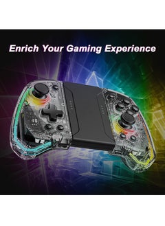 LinYuvo KS40 Transparent Style Wireless Joy-pad with 8 Color LED for Switch/NS OLED,Turbo Function Controller Joystick for Lite(Transparent White)  - Image 5