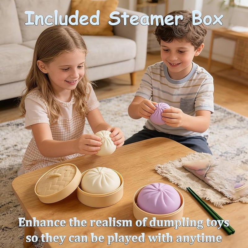 Dumpling Squishy Squeez Toys, Soft Slow Rising Stress Relief Fidget Toy for Anxiety and Focus, Cute Food Toy for Desk Decor, Relaxation and Sensory Play for Students, Office Workers and Adults - Image 5