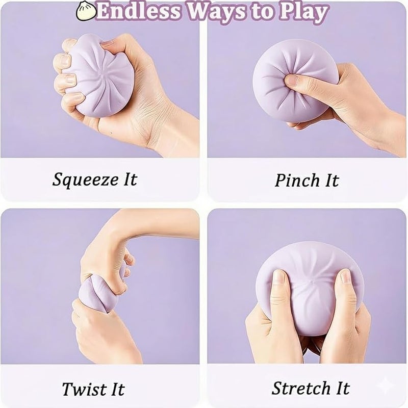 Dumpling Squishy Squeez Toys, Soft Slow Rising Stress Relief Fidget Toy for Anxiety and Focus, Cute Food Toy for Desk Decor, Relaxation and Sensory Play for Students, Office Workers and Adults - Image 4
