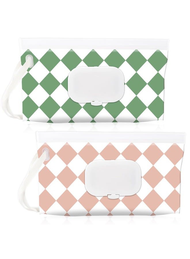 FEBSNOW 2 Pack Baby Wipes Dispenser Holder, Portable Refillable Baby Wet Wipes Pouch Container Reusable Travel Case - Image 1