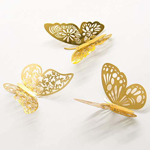 FOMTOR 3D Butterfly Wall Decor Paper Gold Butterflies Butterfly Cake Decorations for Cake Decorating Wall Decor Wedding Party Decorations 72 pcs - Image 4
