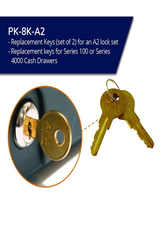 ابج مجموعة مفاتيح بديلة لأدراج النقود من APG | متوافقة مع أقفال APG A2 المشفرة | مجموعة من مفتاحين | لأدراج النقود من سلسلة 100 وسلسلة 4000 من APG | PK-8K-A2 - Image 2