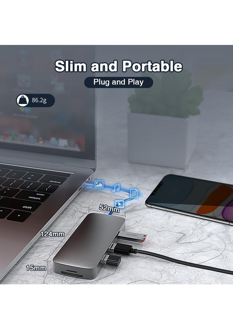 JAJEEK - USB C Hub 6-in-1 Type C to HDMI 4K Adapter with 2 USB 3.0 Ports, SD/TF Card Reader, 100W USB-C Power Delivery, Aluminium, Compatible with MacBook Pro/Air, XPS, and More - Space Grey - Image 1