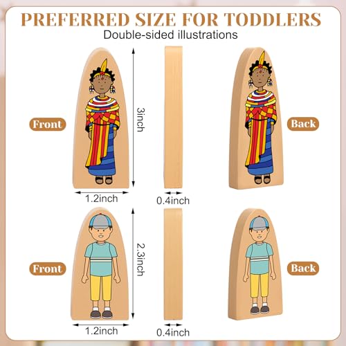 Syhood 30 Pcs Wooden Community Helpers Toys Multicultural Career Wooden People Figures Dolls Small Diversity Professionals Wood Blocks for Preschool Classroom Decorations Games Educational Supplies - Image 5