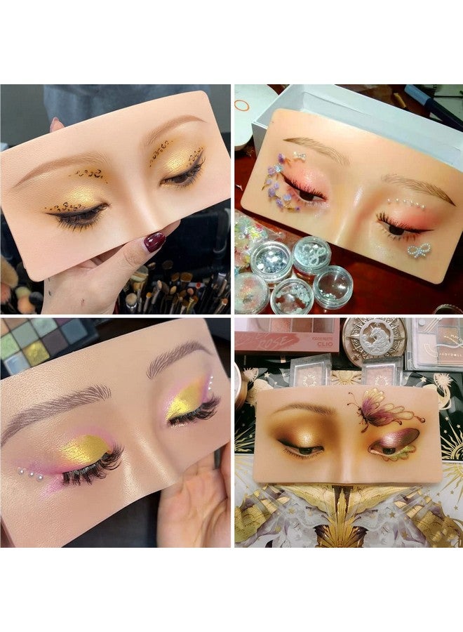 FTOYIN Makeup Practice Face Board Ftoyin Silicone 3D Realistic Pad For Makeup Beginners And Professional Enthusiasts Eyeshadow Eyeliner Eyebrow Lash Mapping Realistic Face Skin Eye Make Up Practice Model - Image 5