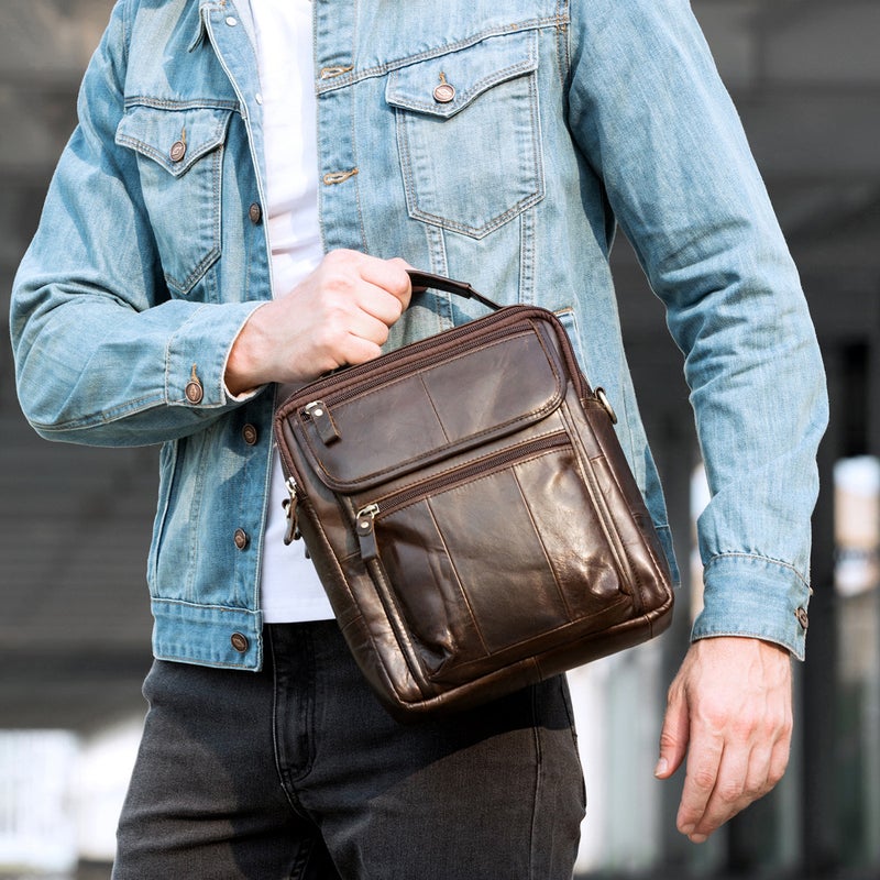 Marant Genuine Leather Men'S Shoulder Bag Cowhide Casual Handbag Crazy Horse Leather Retro Men'S Bag Crossbody Bag - Image 3