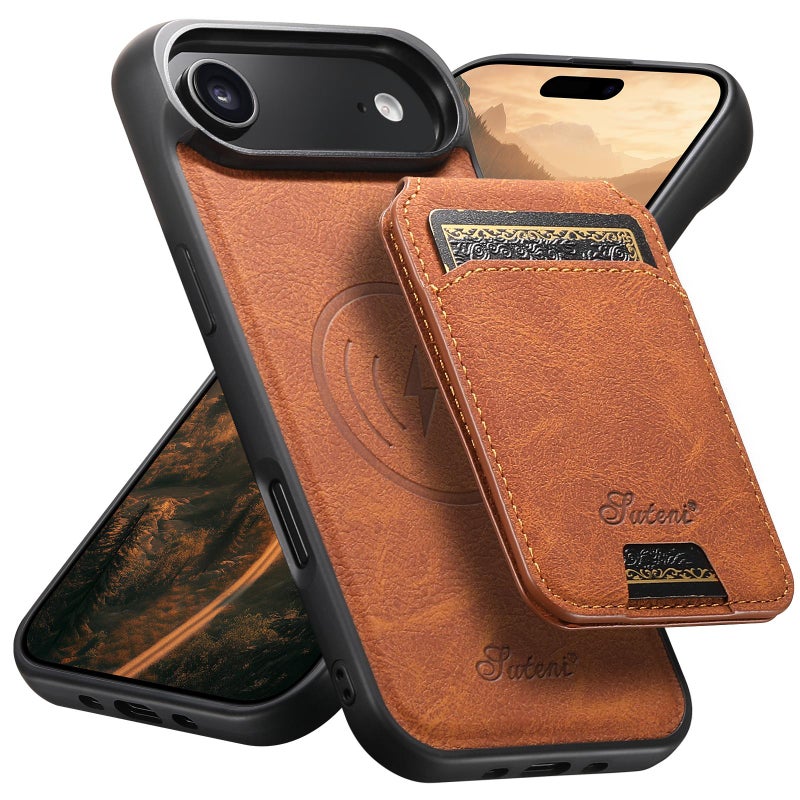 Suteni For Iphone Air H16 Litchi Texture Leather Detachable Wallet Back Phone Case(Khaki) - Image 1