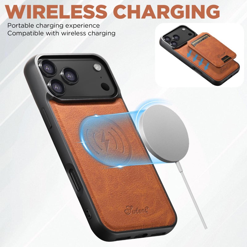 Suteni For Iphone Air H16 Litchi Texture Leather Detachable Wallet Back Phone Case(Khaki) - Image 5