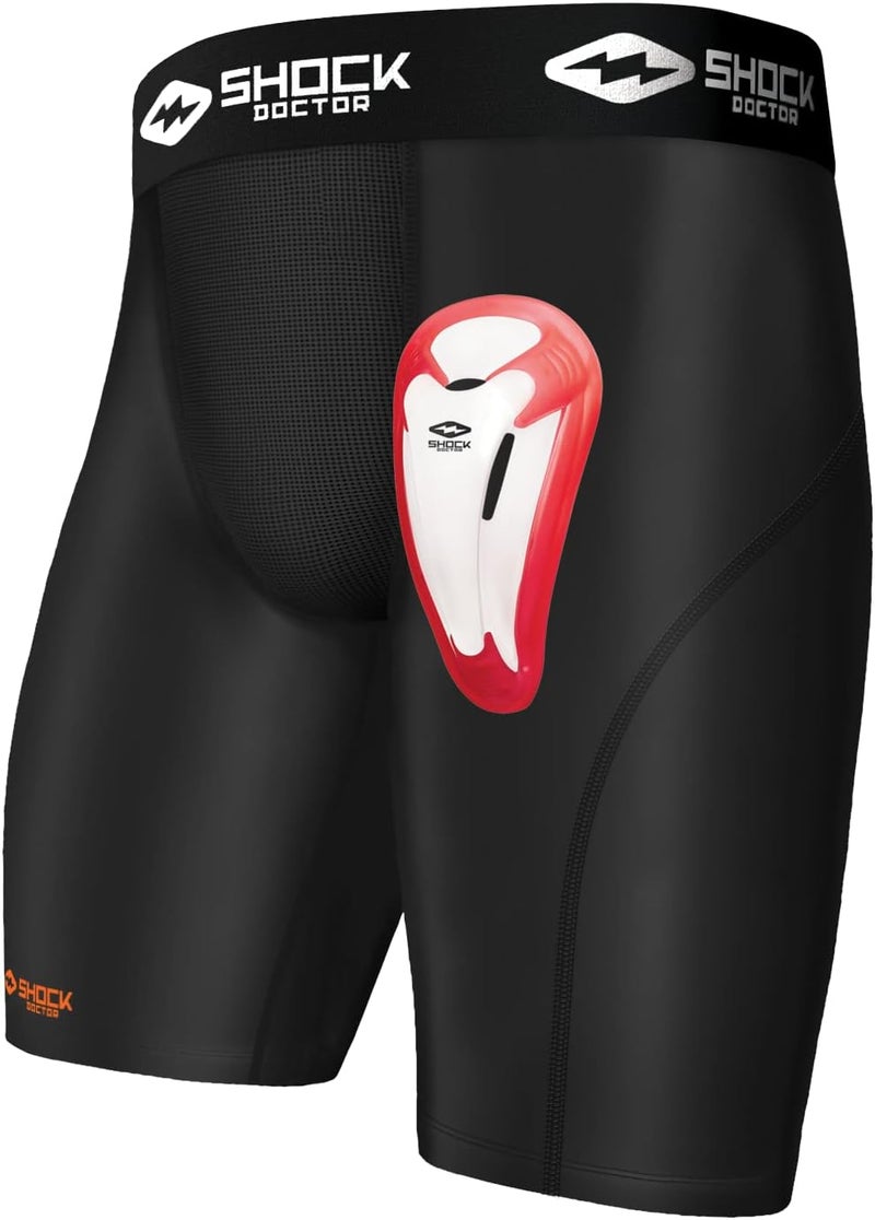 Shock Doctor Youth Compression Shorts with Removable Bio-Flex Protective Cup - Moisture Wicking and Ventilated Design - Image 1