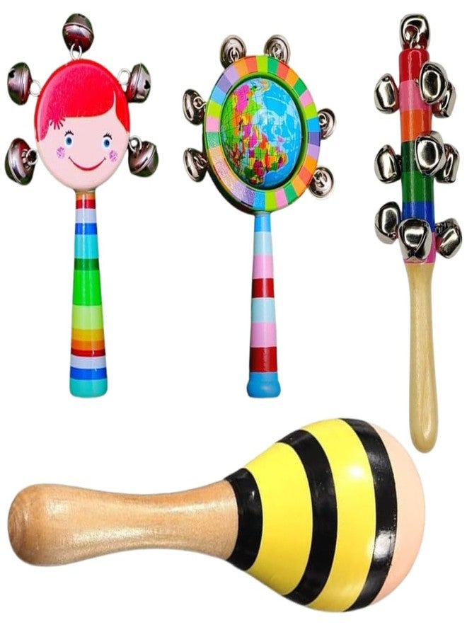 SubiMouIQ Baby Rattle Gift Set - Vibrant & Engaging Toys for Newborns | Colorful Textures, Rattling Sounds & Easy Grasp Design | Enhances Sensory Development & Curiosity | Perfect Baby Gift - Made in India (SET OF 4)