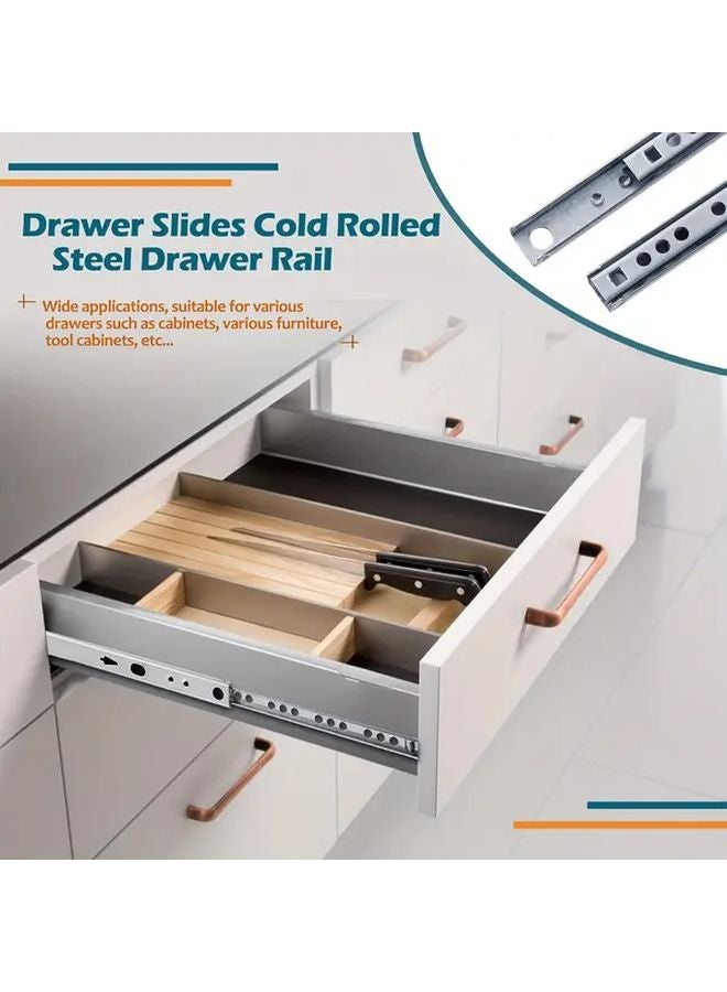 2 Fold Metal Dual Direction Ball Bearing Drawer Slide Track 7.16 Inches 1 Pair - Image 3