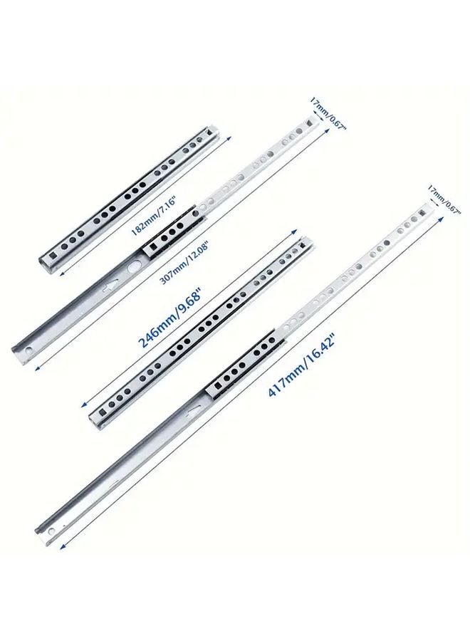 2 Fold Metal Dual Direction Ball Bearing Drawer Slide Track 7.16 Inches 1 Pair - Image 4