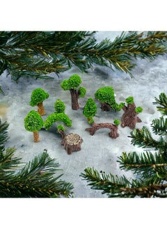 Krisah Krisah 10pcs Resin Miniature Doll House Garden Trees Decorative X Small Brown & Green  - Image 3