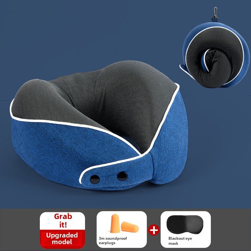 Memory Foam U-Shaped Pillow for Office Nap Upgraded Deep Sea Blue 