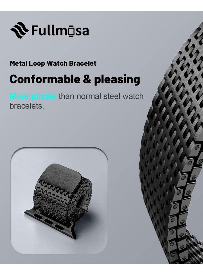 Fullmosa Fullmosa Compatible Apple Watch Band 45mm 44mm 42mm, Stainless Steel Mesh Loop Magnetic Clasp iWatch Strap with TPU Case for Apple Watch Series 9 8 7 6 5 4 3 2 1 SE SE2,Black [Watch NOT Included] - Image 4