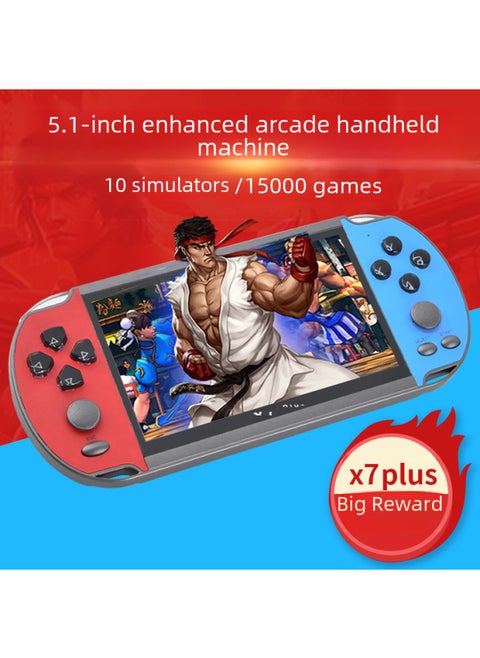 X7plus 5.1 بوصة شاشة كبيرة Psp Game Console Vintage Retro Arcade Gba Double Shake يده وحدة التحكم - لون المنتج: أحمر - الموديل: X7 PLUS